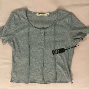 Liberty Love Gray Ribbed Crop Top